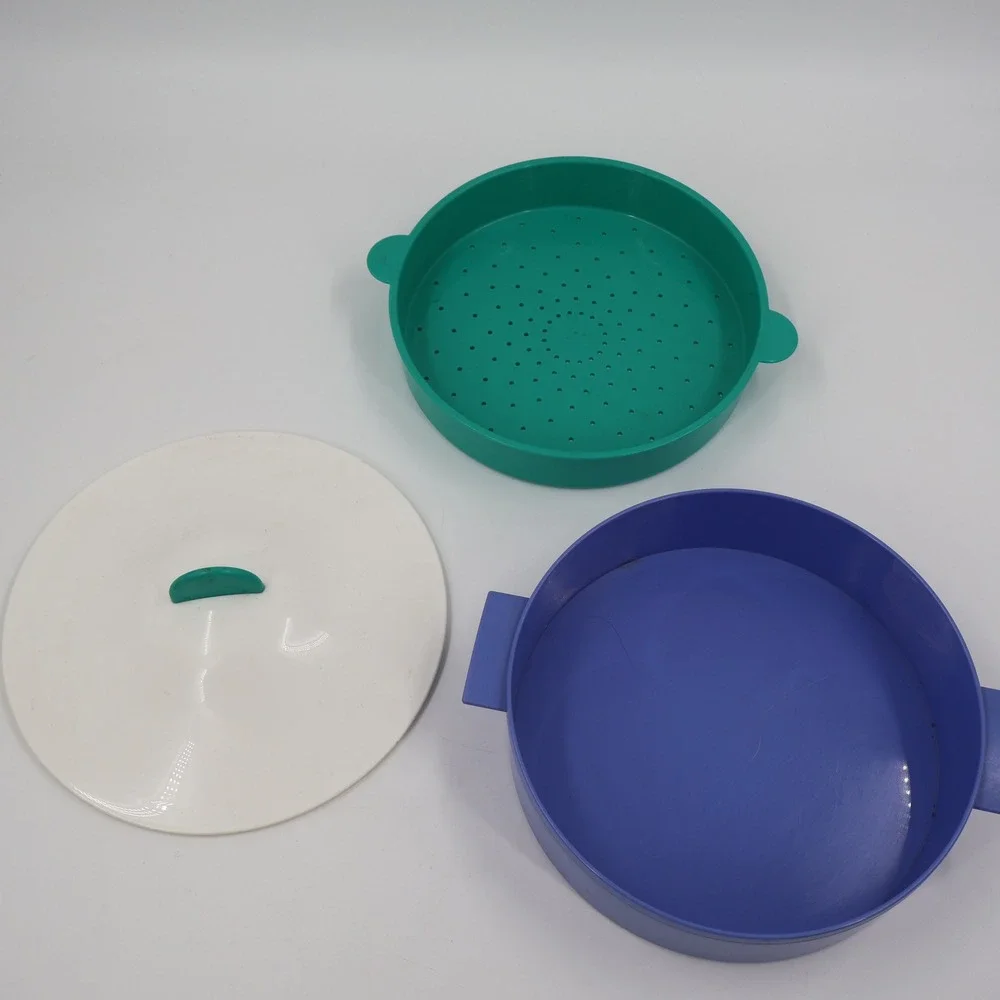 Tupperware Microwave Steamer Set OS Blue Teal White 3066A 3067A 3065A
